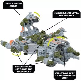 PlayMonster Snap Ships Forge Claymore CR-76 Combat Transport Buildable Mechs Firing