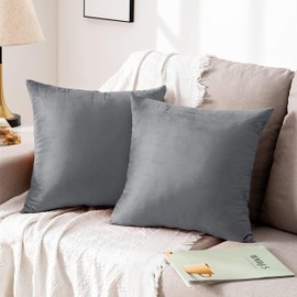 Hafaa Cushion Covers 45 x 45 cm - Decorative Throw Pillow Covers - Set of 2 Square Velvet Pillowcases Silver Cushion Cover for Sofa Bedroom Couch, 18x18 Inches