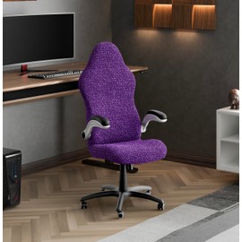 PAULATO BY GA.I.CO. Office & Gaming Chair Slipcover - Stretch Computer Desk Chair Cover with Zipper - Fabric Slipcovers - 1-Piece Form Fit Cover - Microfibra Collection - Purple (Office Chairs)
