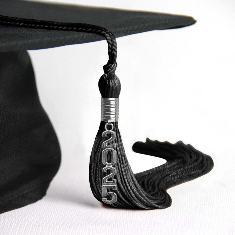 Endea Graduation Single Color Tassel with Silver Stacked Date Drop