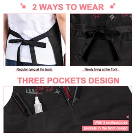 Coume Hair Stylist Apron Hairstylist Salon Apron with Rhinestone Tools and 3 Pockets Hairdresser Barber Aprons(Simple)