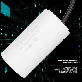 CBB60 Run Capacitor​, with Wire for Motor Air Compressor, Air Conditioners, Motors 120uf 250V AC 50/60Hz