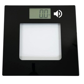 Talking Digital Scale Extra Wide Glass - Accurate Visual & Voice Display Scale for Body Weight - 395 Pounds Max - Wide Width Tamper Glass - Large LCD Display - Tap Auto On & Off
