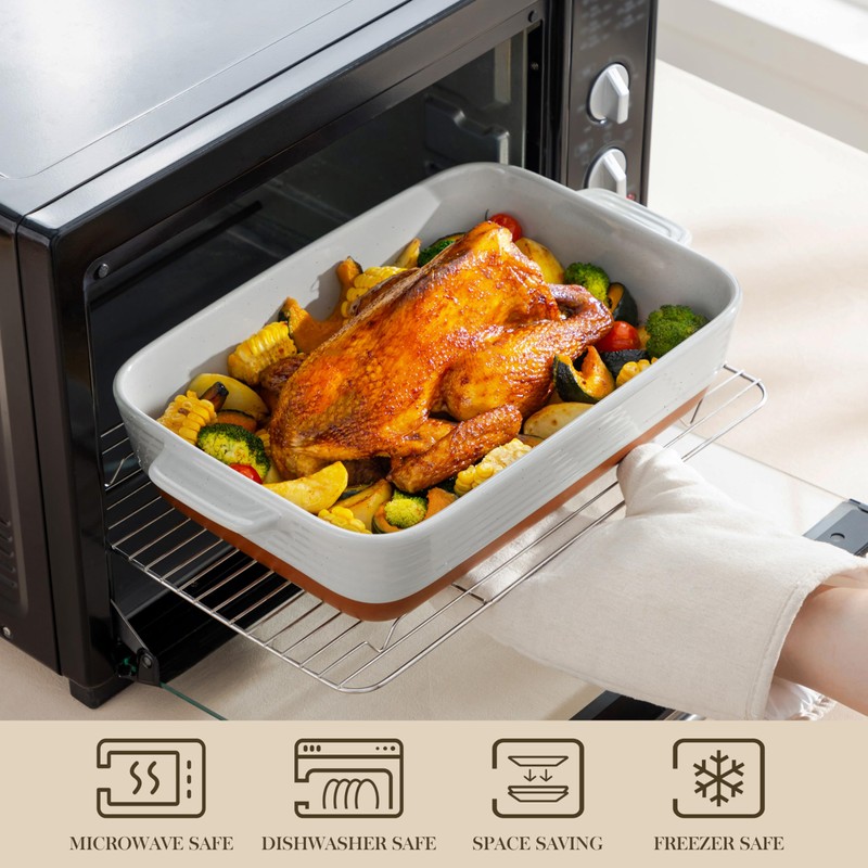 MALACASA Lasagne Dishes for Oven, 4.8 Qt Ceramic Oven Dish