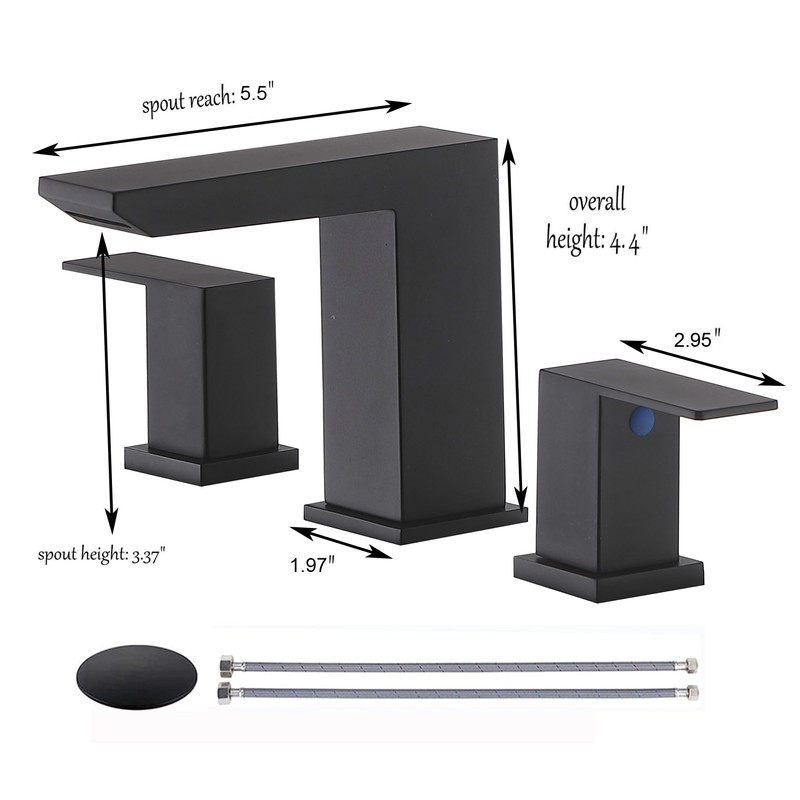 VCCUCINE Black Waterfall Bathroom Faucet 8 Inch Widespread Bathroom Sink