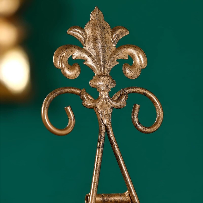Wenbery 13.8" H Fleur-de-Lis Easel Stand,Metal Book Stand, Plate Holder