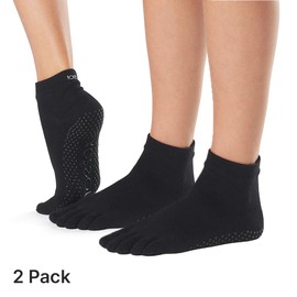 Toesox Grip Ankle Full Toe 2 Pack Black Medium