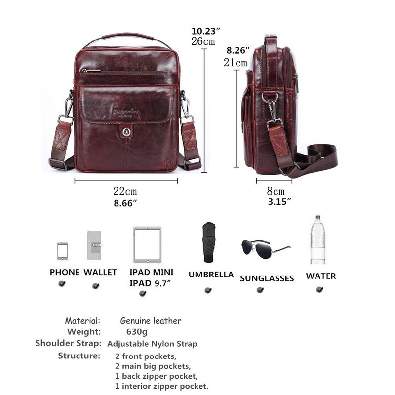 Langzu Men's Genuine Leather Messenger Shoulder Bag Handbag CrossBody Briefcase