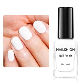 Nailshion White Nail Polish French Nail Art Regular Nail Polish 9-Free Vegan Enrich Castor Oil Fast Air Dry Snowy Toe Fingernail Polish Manicure Salon DIY Design at Home Gift for Girls Woman