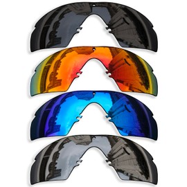 Betterun 4 Pairs Anti-scratch Polarized Replacement Lenses for Oakley Si Ballistic M Frame 2.0 Sunglasses, Retro Black+silver+blue+fire