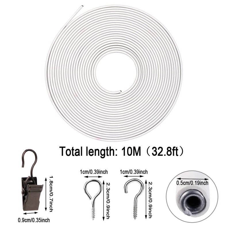 White Curtain Wire 10 Meter Wall Decor Picture Hanging Kit