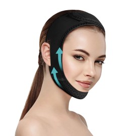 PSPIKXEG Double Chin Eliminator Reducer,Chin Tightener,V Line Face Lifting Reusable Mask Tape for Women Face,Face Slimming Strap,Face Shaper Bandage (Black)