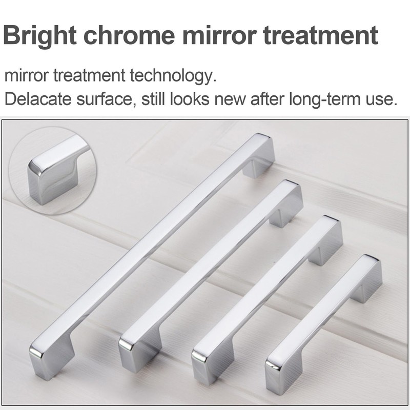LEPEVNEY 5pcs Door Handles 96mm Hole Centre Cabinet Handels Chrome