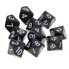 10PCS Polyhedral D10 Dice Acrylic 10 Sided Game Dice for RPG MTG DND Dice Table Games (Black)