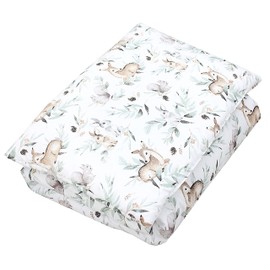 TupTam Kids Patterned Duvet Set All Season Duvet Pillow Flat 2pcs, Rabbits/Deer/Leaves, 135x100 cm