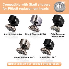 Shaver Replacement Blades compatible with Skull Shaver Pitbull Gold PRO Shaver Replacement Heads (Silver/4PCS)