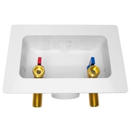 GUOFIS Washing Machine Outlet Box,1/2 Inch Male Thread (Sweat MIP) Inlet Connection,3/4 Inch MHT Outlet Male Thread Connection,PEX Box with (UP/Down) Center Drain,Washing Box with 1/4-Turn Ball Valves