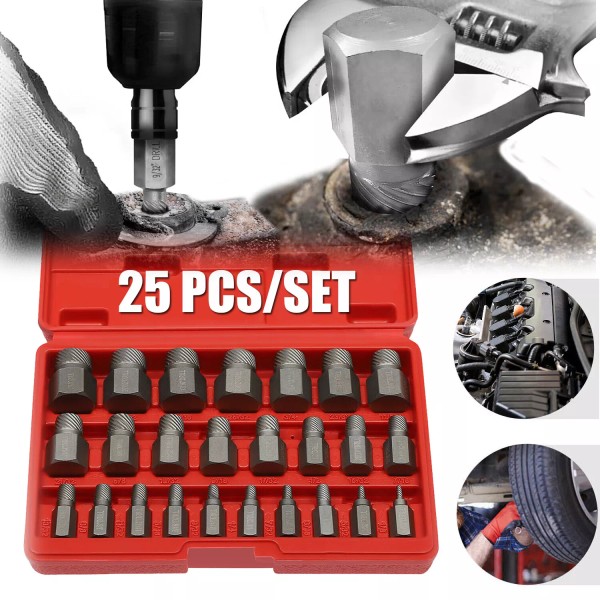 Unbranded 25 Pcs Multi-Spline Screw Extractor Set, Hex Head Easy