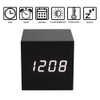 Lancoon Wooden Alarm Clock - Mini Cube LED Digital Clock