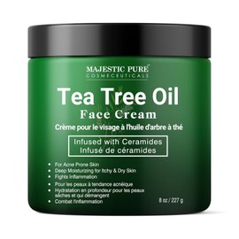 Majestic Pure Tea Tree Oil Face Cream |Dry, Itchy Skin Acne Scars Day and Night Moisturizer for Women and Men 8 oz / 마제스틱 퓨어 티트리 오일 페이스 크림 | 건조하고 가려운 피부 여드름 흉터 주야간 보습제 여성 및 남성용 8온스