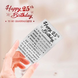 MOQIYXL Granddaughter 25th Birthday Card, Happy 25 Birthday Granddaughter Gifts Ideas, Small Engraved Wallet Card