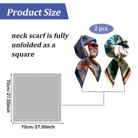 KASESSS Pack of 2 Satin Neckerchief for Women, 70 cm x 70 cm, Elegant, Vintage Neckerchief, Fashionable, Artistic Satin Scarf for Bandanas, Hair Scarf, Hair Accessories