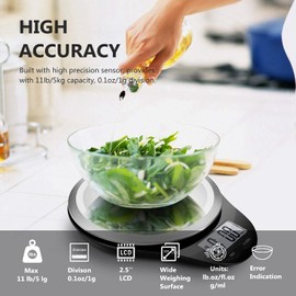 CAMRY Küchenwaage Digitalwaage Professionelle Electronische Waage aus Edelstahl mit großem LCD Display Präzision 1g Maximalgewicht 5kg Tara Auto Off (Schwarz)