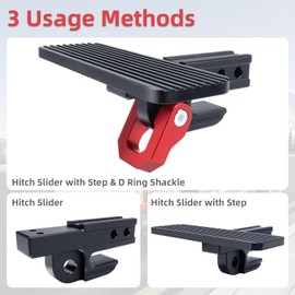RVSNAIL Hitch Step 2 Inch Receiver Slider with 3/4" D-Ring Shackle, Trailer Hitch Step for 45,000 lbs Towing Recovery, Hitch Step Skid Protection for Trucks & Off-Road Vehicles (Aluminum, Red)