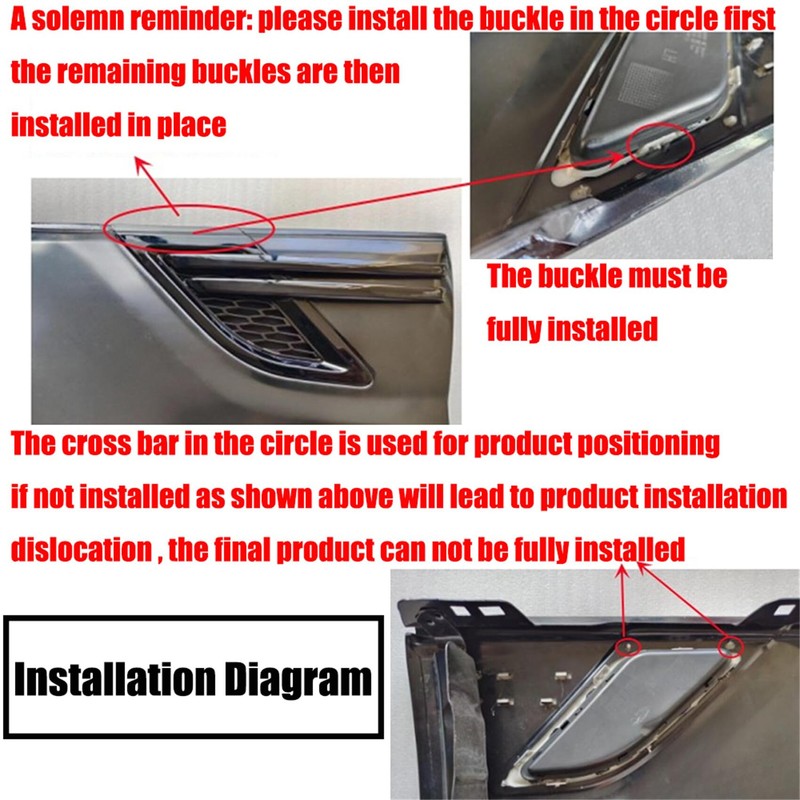 labwork Right Glossy Black Side Trim Grille Molding Replacement for