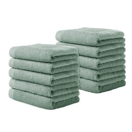 Yoofoss Luxury Bamboo Washcloths Towel Set 10 Pack Baby Wash Cloth for Bathroom-Hotel-Spa-Kitchen Multi-Purpose Fingertip Towels and Face Cloths 10'' x 10'' - Green