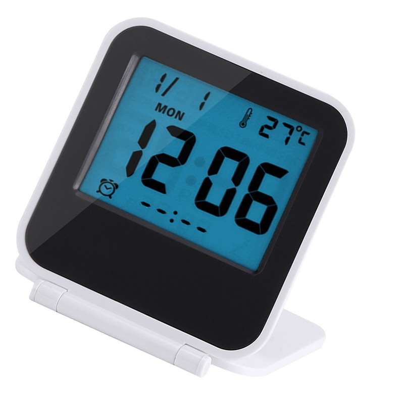 Portable Foldable Tabletop Travel Digital Alarm Clock with Temperature Calendar