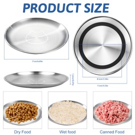 Stainless Steel Cat Bowls, 4 Pcs Shallow Cat Bowl Whisker Fatigue Dishes with Non-Slip Bottom, 6.7" Cats Food and Water Bowl Set for Wet & Dry Food(13OZ)