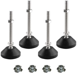 SHUIOG Levelling Feet 4 PCS Furniture Levellers Feet adjustable M10 x 100 mm adjustable Legs for Furniture with Hexagon Locking Nuts, Four-Pronged Tee Nuts, Metal Drill ((4 pcs) M10*100*Ø50mm)