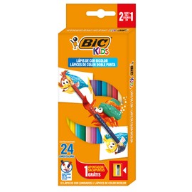 BIC Lpices de Colores Evolution Bicolor Hechos de Madera Colores Intensos Punta Resistente 24 Colores en 12 Piezas                                    