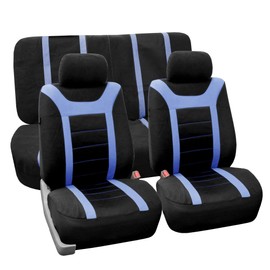 FH Group Automotive Car Seat Covers Sports Full Set Blue Seat Covers, Airbag and Split Rear Universal Fit Interior Accessories for Cars Trucks and SUV with Car Accessories,Car Seat Protector