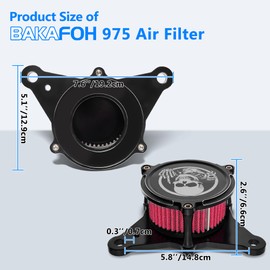 BAKAFOH 975 Air Filters Accessories,Motorcycle Air Cleaner Intake Filter Kit For Harley Sportster Nightster RH975 RH975S Special 2022-up Models(Black w/Skull Finger Style)