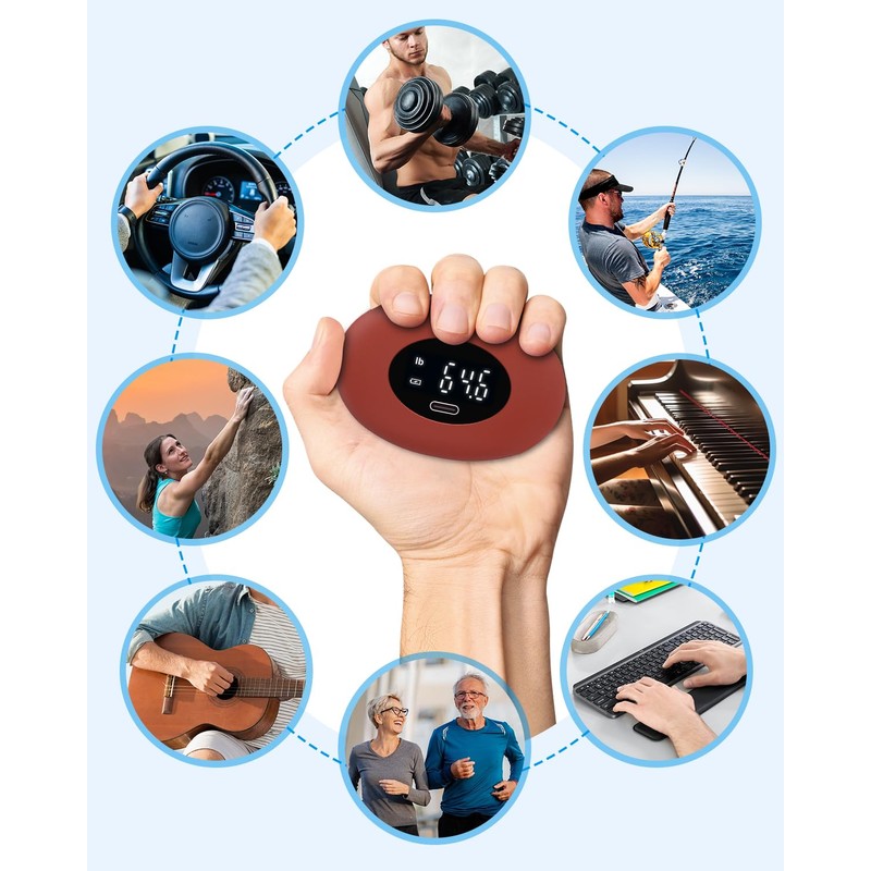 Hand Grip Strength Tester Trainer, Rechargeable Electronic Hand Dynamometer Up