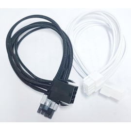 ELFJMZP 8 Pin Soft Nylon sheathed PC Cable for CPU Power Supply 30cm 18AWG Split 4+4PIN ATX12V Motherboard CPU Power Cable (Black)