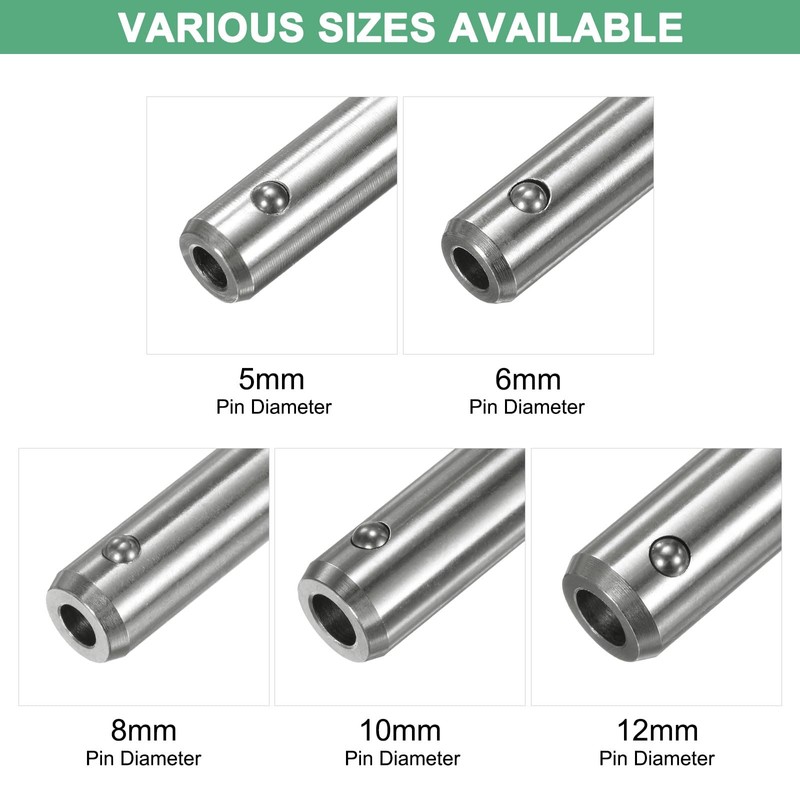M METERXITY Push-Button Ball Locking Pin, 1/4" [6mm] Dia., 19/32