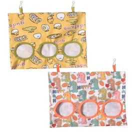 2 Pieces Small Animal Hay Bags 3 Hole Design Hanging Hay Rack for Rabbits, Guinea Pigs, Hamsters