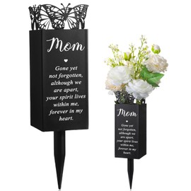 Geosar Cemetery Vases for Grave Metal Flower Butterfly Memorial Flower Holder with Spike Grave Marker Floral Cemetery Funeral for Mom Grandma Lawn Yard Outdoor Funeral(Fresh)