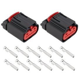 YINETTECH Pack of 2 6 Pin MAF Mass Mass Air Flow Meter Connector Connector with 12 Pieces Terminals WPT-1241 MAF Sensor Connector Compatible with Ford Transit Mk7 Mk8 TDCI 31.6 x 18.9 x 24.2 mm