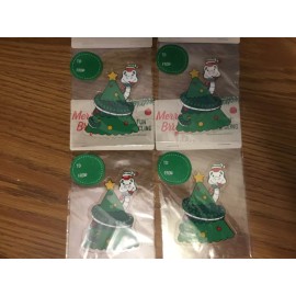 Merry & Bright Set of 4 Holiday Aquarium Terrarium Window Clings Christmas Tree 4.75”