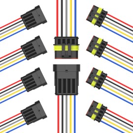 MGYOO 5 Pin Waterproof Electrical Wire Connectors 5 Pack Weather Pack Connectors Kit 16AWG Male and Female Automotive Wire Connectors for Car Truck Motorcycle Boat Auto Wiring