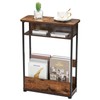 Narrow Side Table,3-Tier Slim End Table with Storage Shelf,Modern Sofa