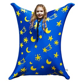 KreyNa Sensory Body Sock for Kids, 56" x 28" Full Body Sock Sensory Sack Glow in the Dark for 9-12 Autistic Children, Good for Height: 52"-61" Large, Blue