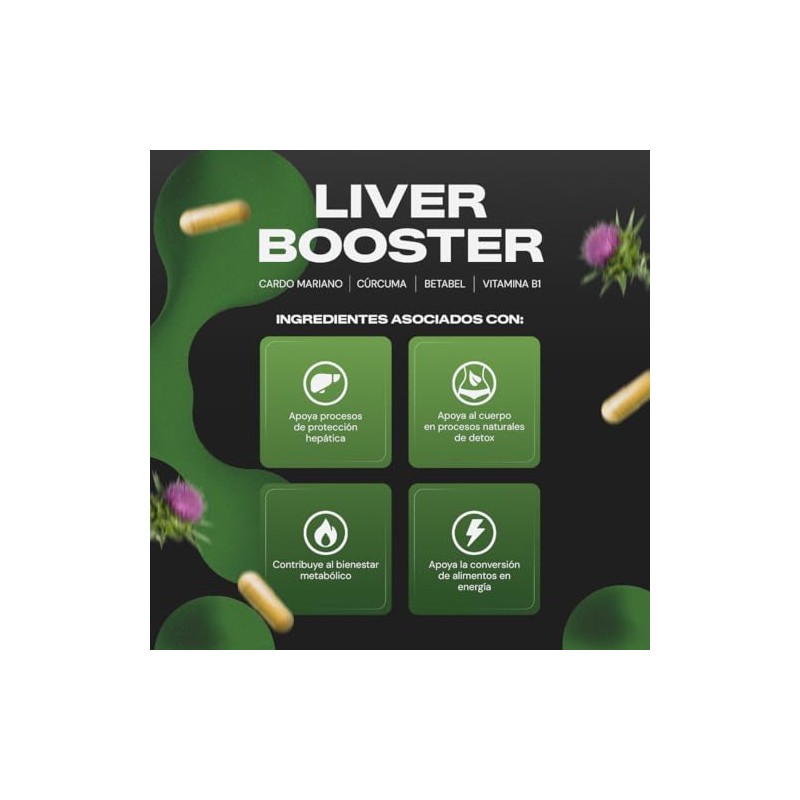Liver Booster Cardo Mariano, Cúrcuma, Zinc y Vitamina B1 VITAL