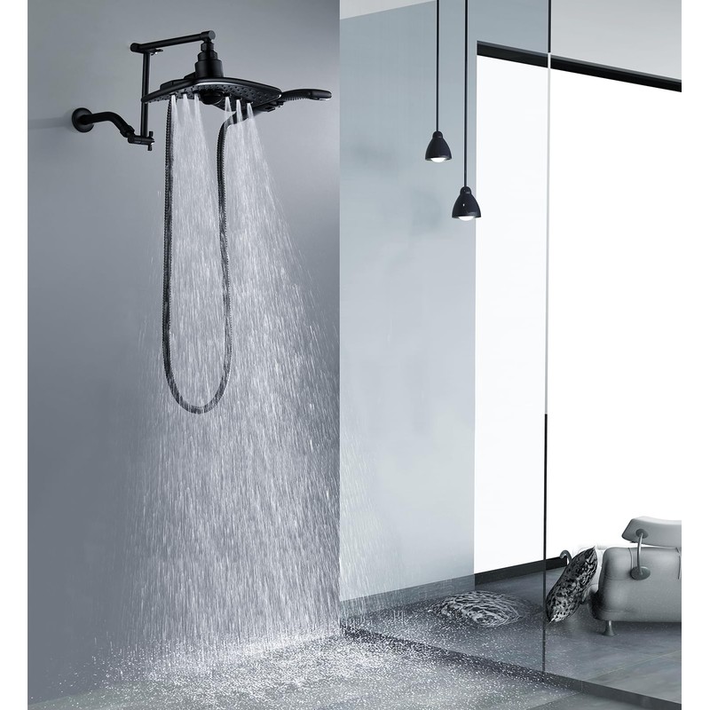 BRIGHT SHOWERS Brass Shower Arm Extender for Rain and Handheld
