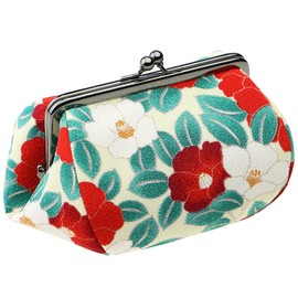 watona Crepe Cosmetic Pouch, Width 4.7 - 6.3 inches (12 - 16 cm), Small, 4 inches (08 White Camellia) [Gift]