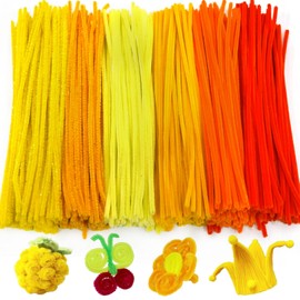 URSDIART 500pcs Yellow Pipe Cleaners,6 Assorted Colors Yellow Pipe Cleaners for Crafts, Christmas Craft Pipe Cleaners, Chenille Stems for Art and Craft Supplies DIY Creative Project
